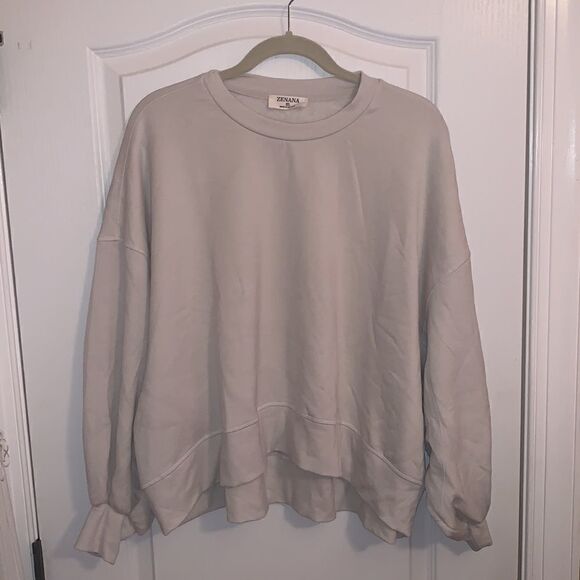 New Zenana Take Me Away Sweatshirt Bone XL super soft oversized Bone color - Picture 3 of 7